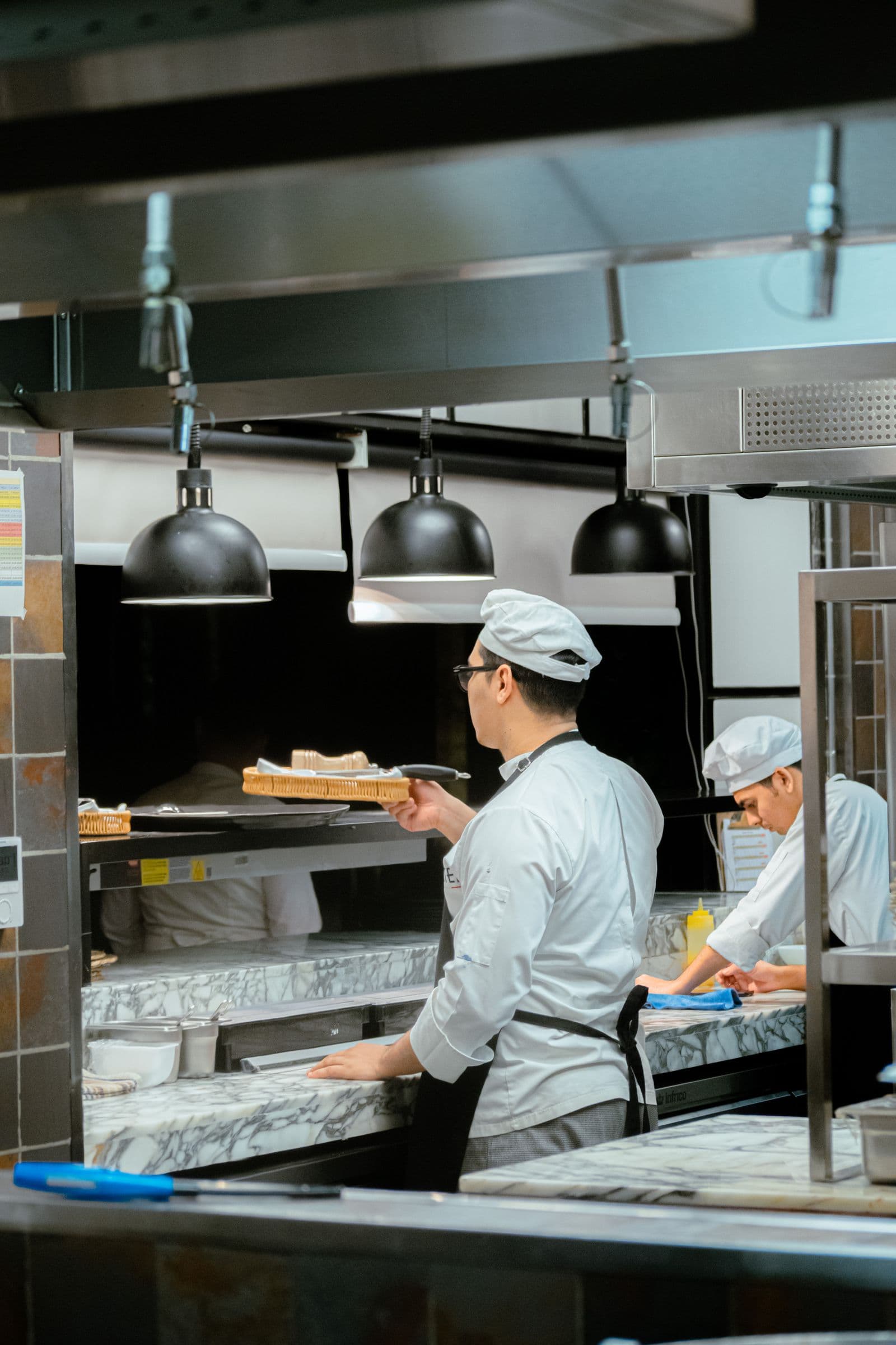 Kitchen pass during a busy service