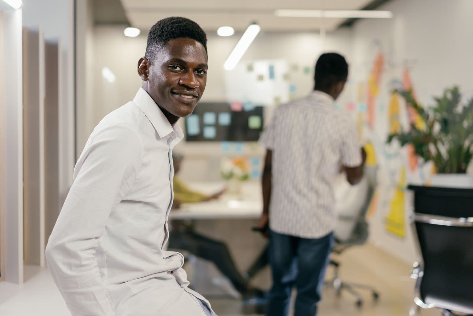 Founder at work in an early-stage company office